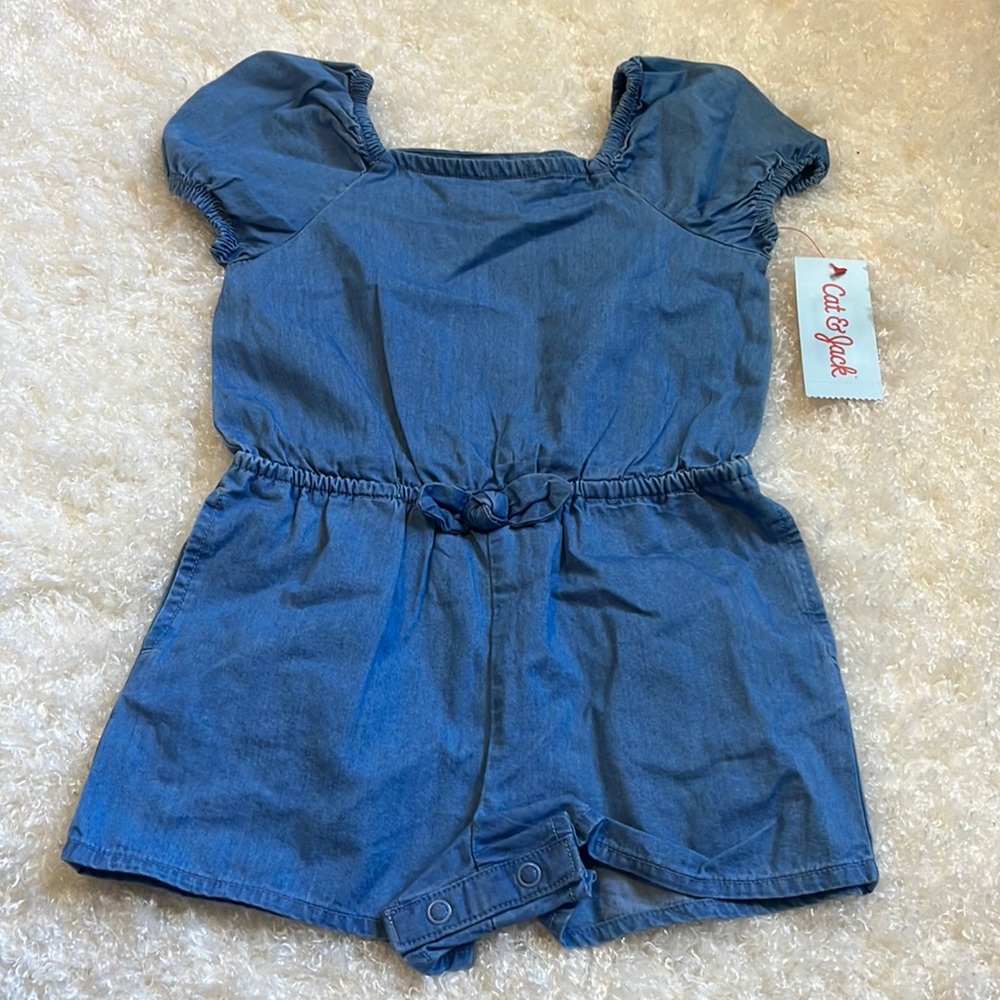 Cat and Jack denim baby girls romper. Size 2T